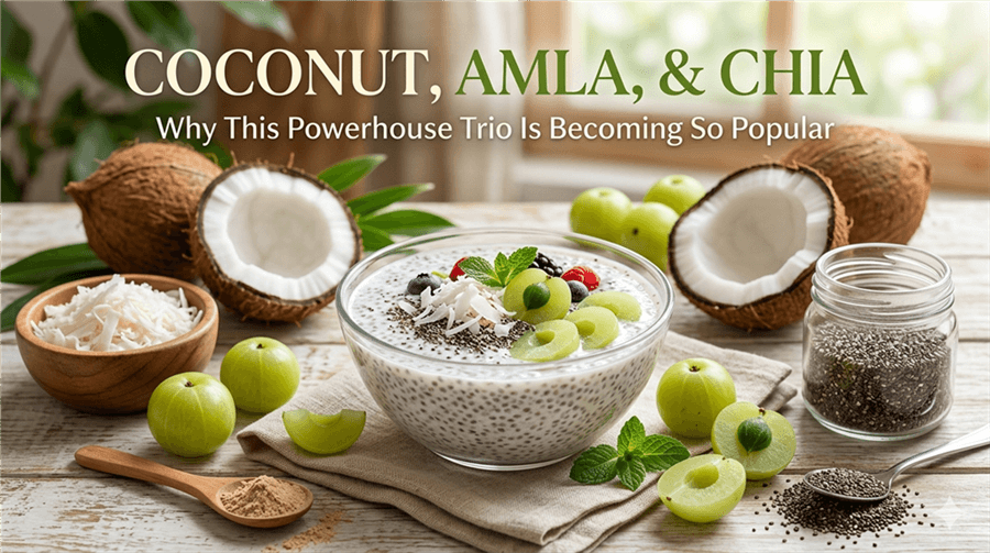 coconut water amla and chia seeds morning drink